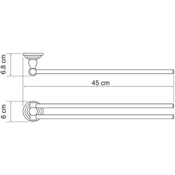 Полотенцедержатель WasserKRAFT Ammer K-7031 поворотный Хром матовый — фото 3, Полотенцедержатели