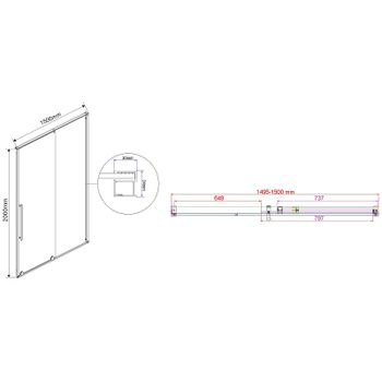 Душевая дверь Vincea Arno 150 VPS-1A150CL профиль Хром стекло прозрачное — фото 7, Раздвижные душевые двери