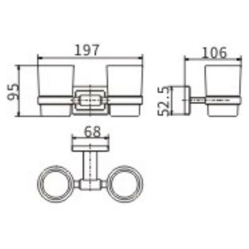 Стакан для зубных щеток CeramaLux Gamma 12303 двойной Хром — фото 2, Стаканы для зубных щеток