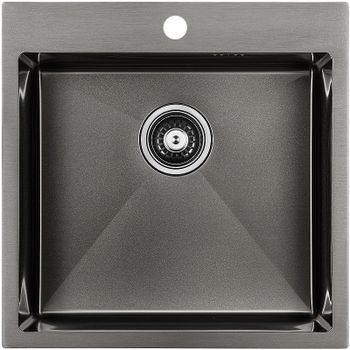 Кухонная мойка Paulmark Kroner 51 PM215151-GM Вороненая сталь — фото 1, Кухонные мойки