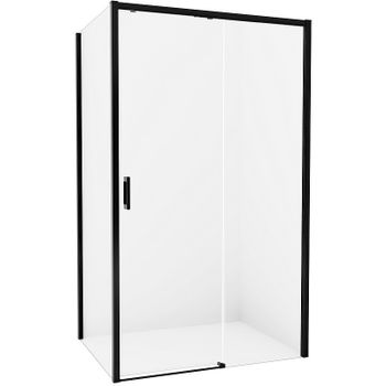 Душевой уголок New Trendy Prime Black 100х100 R D-0317A/D-0130B профиль Черный стекло прозрачное — фото 1, Квадратные душевые уголки