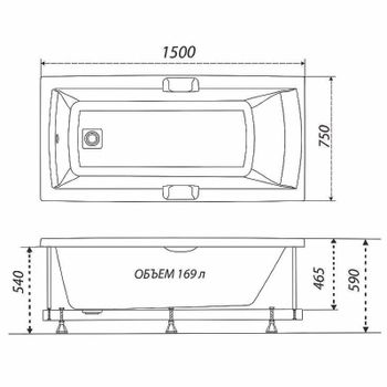 Акриловая ванна Triton Алекса 150x75 Щ0000049162 без гидромассажа — фото 7, Акриловые ванны