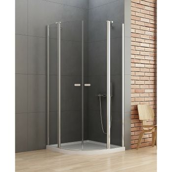 Душевой уголок New Trendy New Soleo Chrome 90х90 K-0419 профиль Хром стекло прозрачное — фото 2, Душевые уголки четверть круга