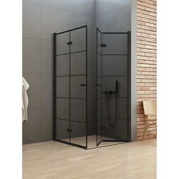 Душевой уголок New Trendy New Soleo Black 90х90 D-0289A/D-0290A профиль Черный стекло прозрачное — фото 2, Квадратные душевые уголки