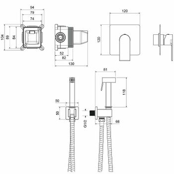 Гигиенический душ со смесителем Aquatek Лира AQ1419MB Черный матовый — фото 5, Гигиенические души