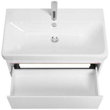 Тумба под раковину Aquaton Марти 80 1A283201MY010 подвесная Белая Дуб эндгрейн — фото 4, Тумбы под раковину