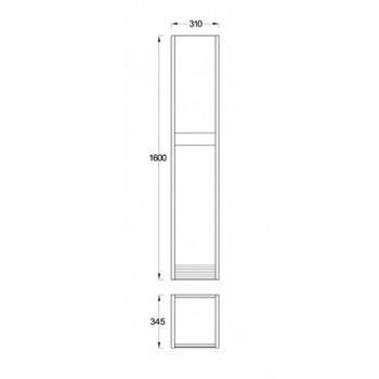 Шкаф пенал Veedi Vision 35 VSN000P-L подвесной Дуб орех Белый — фото 5, Пеналы для ванной комнаты