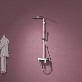 Душевая система Teska Niagara NG3501S с термостатом Хром Черное стекло — фото 3, Душевые стойки