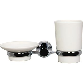 Стакан для зубных щеток с мыльницей WasserKRAFT K-28226 Хром — фото 1, Стаканы для зубных щеток