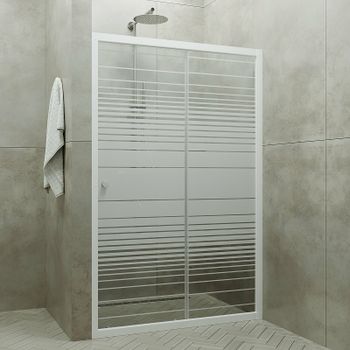 Душевая дверь Triton Слайд 120 Щ0000038520 профиль Белый стекло прозрачное с рисунком — фото 1, Раздвижные душевые двери