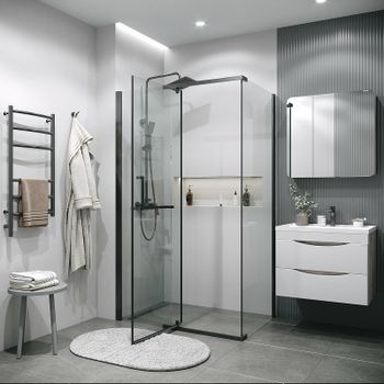 Душевой уголок Grossman Pragma 100х90 120.K33.03.1090.42.00 профиль Графит сатин стекло прозрачное — фото 3, Прямоугольные душевые уголки