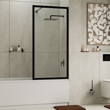 Шторка на ванну WasserKRAFT Abens 80 20W01-80 MB Fixed WasserSchutz профиль Черный матовый стекло прозрачное — фото 4, Неподвижные шторки для ванной