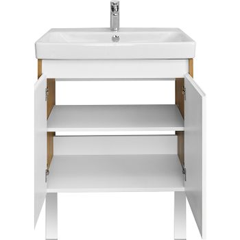 Тумба под раковину Aquaton Сканди Doors 70 1A278901SDZ90 Белый глянец Дуб рустикальный — фото 3, Тумбы под раковину