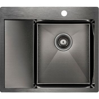 Кухонная мойка Paulmark Kroner 59F PM225951-GMR Вороненая сталь — фото 1, Кухонные мойки