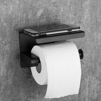 Держатель туалетной бумаги Frap F502-6 с полкой Черный матовый — фото 2, Держатели туалетной бумаги