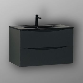 Тумба с раковиной Bond Wave 80 T01807-S05B подвесная Графит матовый — фото 1, Тумбы с раковиной