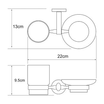 Стакан для зубных щеток с мыльницей WasserKRAFT Rhein K-6226 Хром — фото 3, Стаканы для зубных щеток