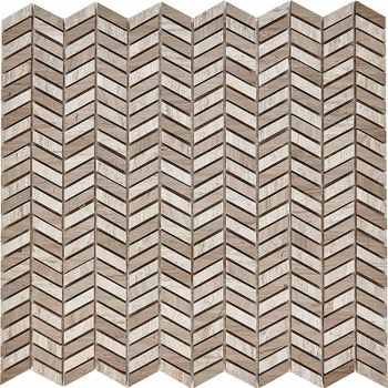 Каменная мозаика Pixmosaic Shevron White Wooden, Athens Grey PIX288 29,8x30,7 см — фото 1, Мозаика
