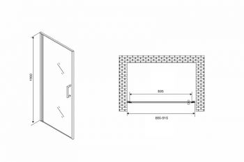 Душевая дверь Abber Sonnenstrand 90 AG04090B профиль Черный стекло прозрачное — фото 4, Распашные душевые двери