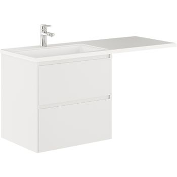 Тумба с раковиной Creto Cafor 130 L 19-W130L подвесная Белый глянец — фото 1, Тумбы с раковиной