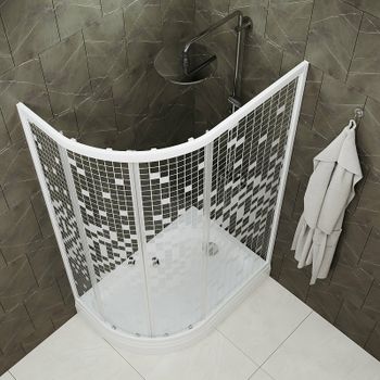 Душевой уголок Triton Коралл 120х80 А R Щ0000061781 профиль Белый стекло прозрачное с узором — фото 2, Асимметричные душевые уголки