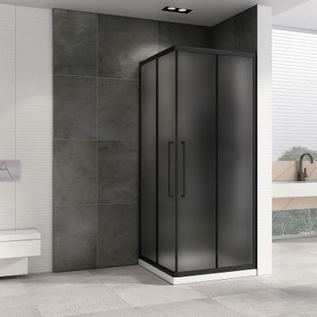 Душевой уголок Abber Schwarzer Diamant 100x100 AG02100BMH профиль Черный стекло матовое — фото 1, Квадратные душевые уголки