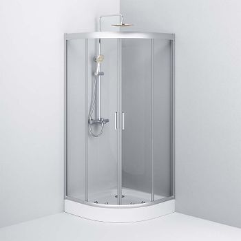 Душевой уголок AM.PM Gem W90G-401-090WT Профиль матовый хром, стекло прозрачное — фото 6, Душевые уголки четверть круга