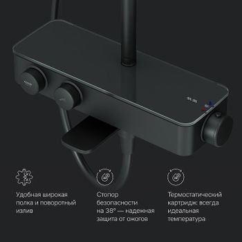 Душевая система AM.PM Inspire V2.0 F0750A522 с термостатом Черная матовая — фото 15, Душевые стойки