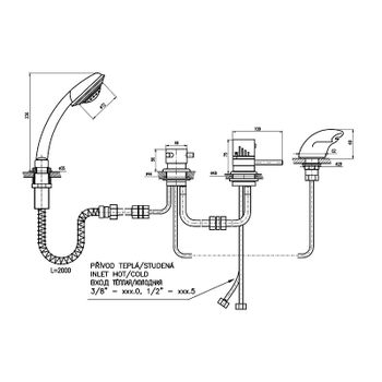 Смеситель на борт ванны Rav Slezak Dunaj Termostat DT270.5PZ с термостатом Золото — фото 2, Смесители на борт ванны