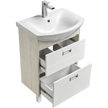 Тумба под раковину Aquaton Бекка PRO 60 1A196601BAC20 Белый Дуб сомерсет — фото 3, Тумбы под раковину