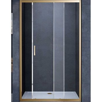 Душевая дверь Vincea Alpha 130 VDS-3AL130CLG профиль Брашированное золото стекло прозрачное — фото 1, Раздвижные душевые двери