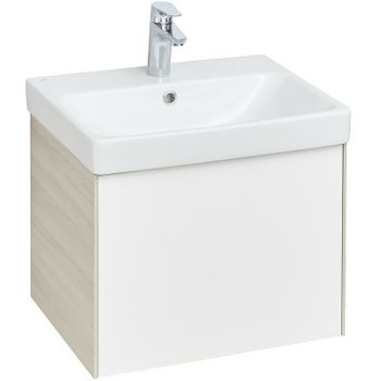 Тумба под раковину Aquaton Асти 55 1A263101AXD70 подвесная Белая глянцевая Ясень шимо — фото 1, Тумбы под раковину