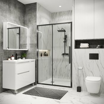 Душевая дверь Grossman Cosmo 130 100.K33.02.130.42.00 профиль Графит сатин стекло прозрачное — фото 3, Раздвижные душевые двери