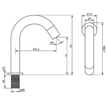 Смеситель для раковины ESKO SNR22 Нержавеющая сталь — фото 2, Смесители для раковины