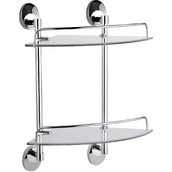 Стеклянная полка Haiba HB1607-2 угловая Хром — фото 1, Полки для ванной и душа