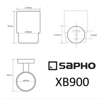 Стакан для зубных щеток Sapho X-round black XB900 Черный — фото 2, Стаканы для зубных щеток