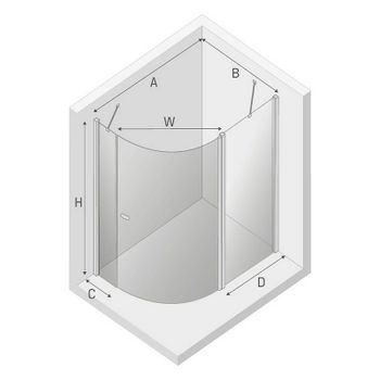 Душевой уголок New Trendy New Soleo Chrome 100х80 K-0421 профиль Хром стекло прозрачное — фото 7, Асимметричные душевые уголки