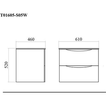 Тумба с раковиной Bond Cube 60 T01605-S05W подвесная Белая матовая — фото 14, Тумбы с раковиной