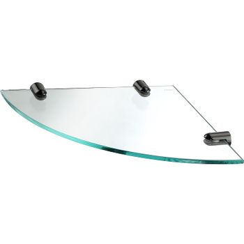 Стеклянная полка WasserKRAFT K-533PB угловая Черная глянцевая — фото 1, Полки для ванной и душа