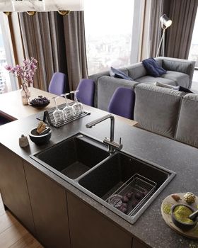 Кухонная мойка Domaci Бьелла DMC-85K GWS-85K-308 Черная — фото 4, Кухонные мойки