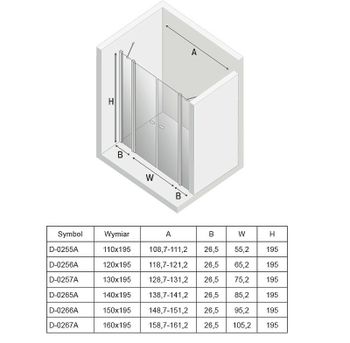 Душевая дверь New Trendy New Soleo Chrome 110 D-0255A профиль Хром стекло прозрачное — фото 8, Распашные душевые двери