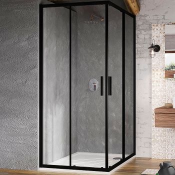 Душевой уголок Ravak Blix BLSRV2-90 90x90 X1LM70300Z1 профиль Черный стекло Transparent — фото 1, Квадратные душевые уголки