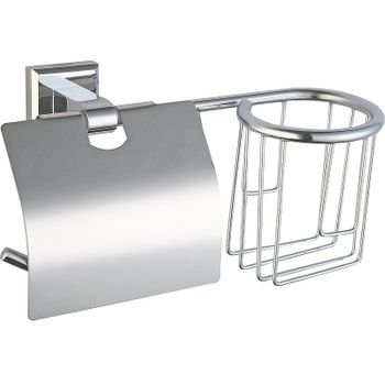 Держатель туалетной бумаги и освежителя воздуха Viko V-114 с крышкой Хром — фото 1, Держатели туалетной бумаги