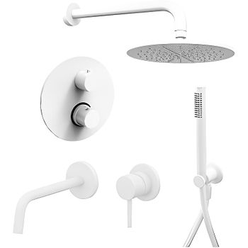 Комплект смесителей Paffoni Light KITLIQ018BO006 Белый матовый — фото 1, Готовые комплекты для ванной комнаты