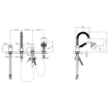 Смеситель на борт ванны Cezares Aphrodite APHRODITE-BVDM-02-Bi Бронза — фото 2, Смесители на борт ванны