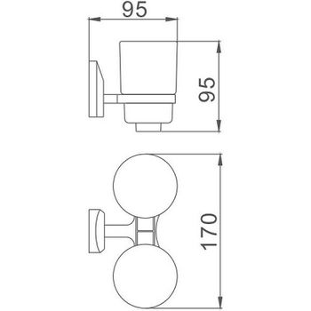 Стакан для зубных щеток Haiba HB1608 двойной Хром — фото 2, Стаканы для зубных щеток