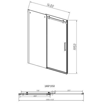 Душевая дверь Vincea Como-N 140 VDS-4CN140CGB профиль Черный стекло тонированное — фото 6, Раздвижные душевые двери