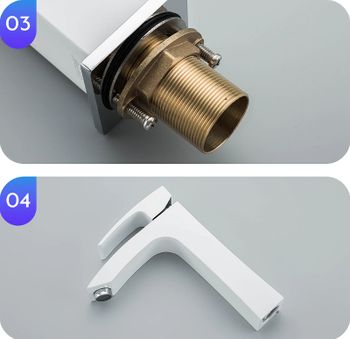 Смеситель для раковины Gappo G07 G1007-78 Белый Хром — фото 3, Смесители для раковины