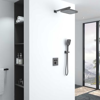 Душевая система Vincea Inspire VSFW-321MT1GM с термостатом Вороненая сталь — фото 2, Встраиваемые душевые комплекты