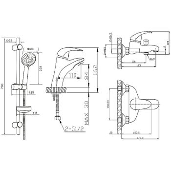 Комплект смесителей Agger Proud A0831100 Хром — фото 5, Готовые комплекты для ванной комнаты